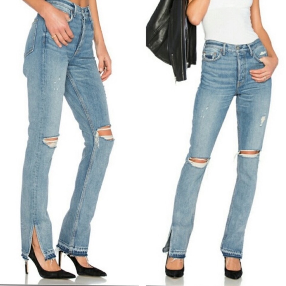 GRLFRND Natalia High Rise Skinny Split Hem Jean